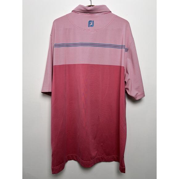FootJoy Polo Shirt Mens XL Pink Athletic Fit Striped Preppy Golf No Course Logo - Picture 2 of 8